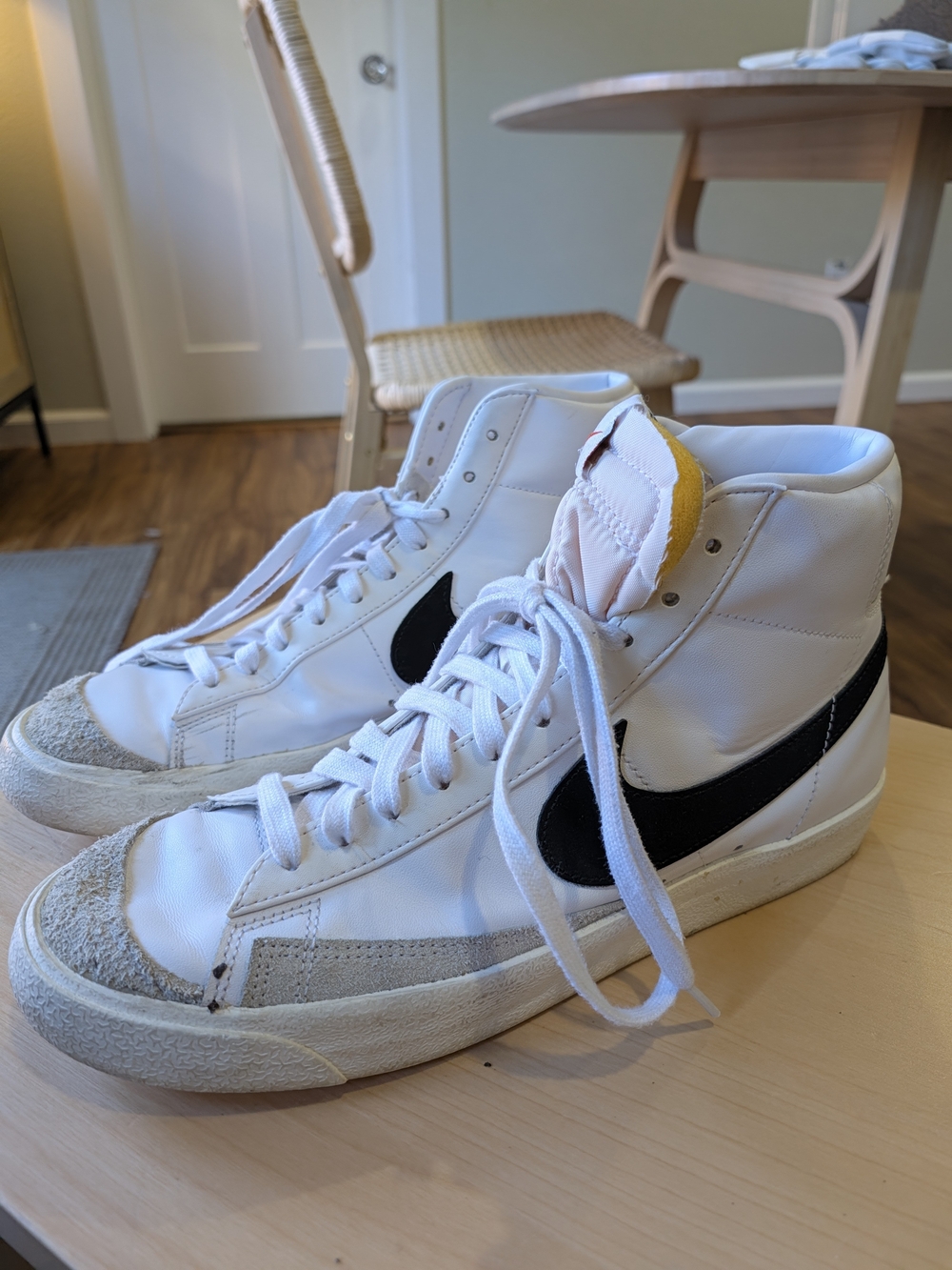 Nike Women's Blazers White High-Top Sneakers with Black Swoosh